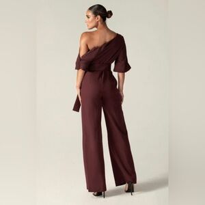 Aliava (formerly Alieva) Ana Off Shoulder Jumpsuit | Black Cherry | XXL | NWOT